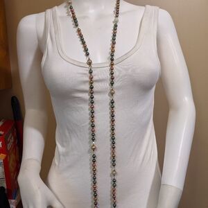 Vintage long multi colored bead necklace
